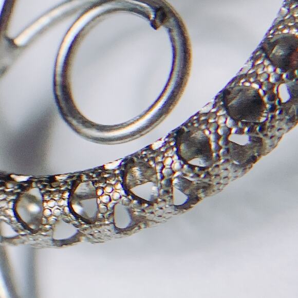 Vintage Mid Century Silver Tone Blue Rhinestone Floral Circle Brooch 1950s Pin - Picture 9 of 15